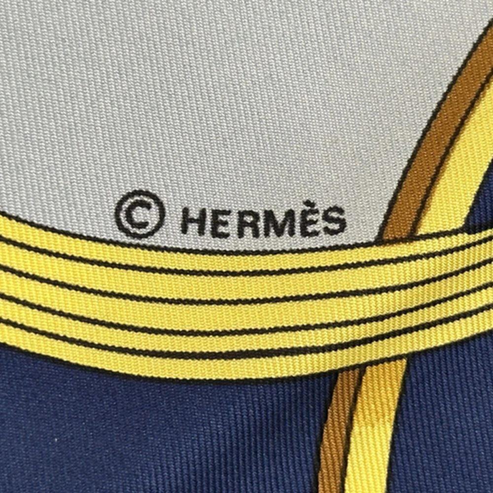 HERMES Authentic Blue Silk Scarf - Picture 3 of 8